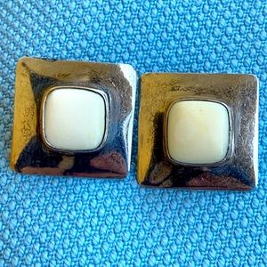 Navajo NEZ modernist sterling silver bone Earrings